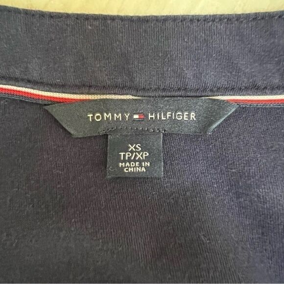 TOMMY HILFIGER Navy Sleeveless Waist Tie Dress cotton blend size XS - Picture 4 of 5